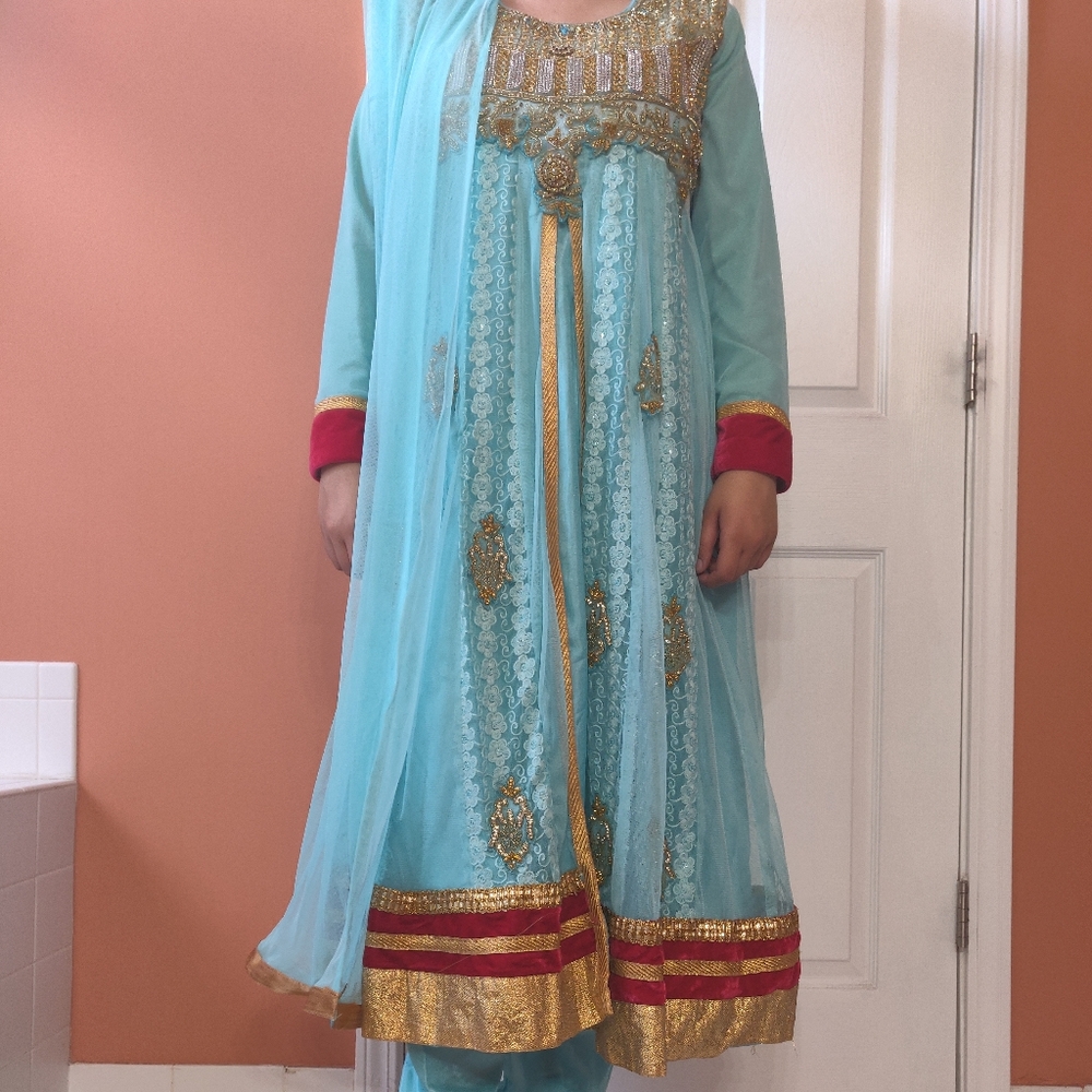 Indian light blue salwar kameez